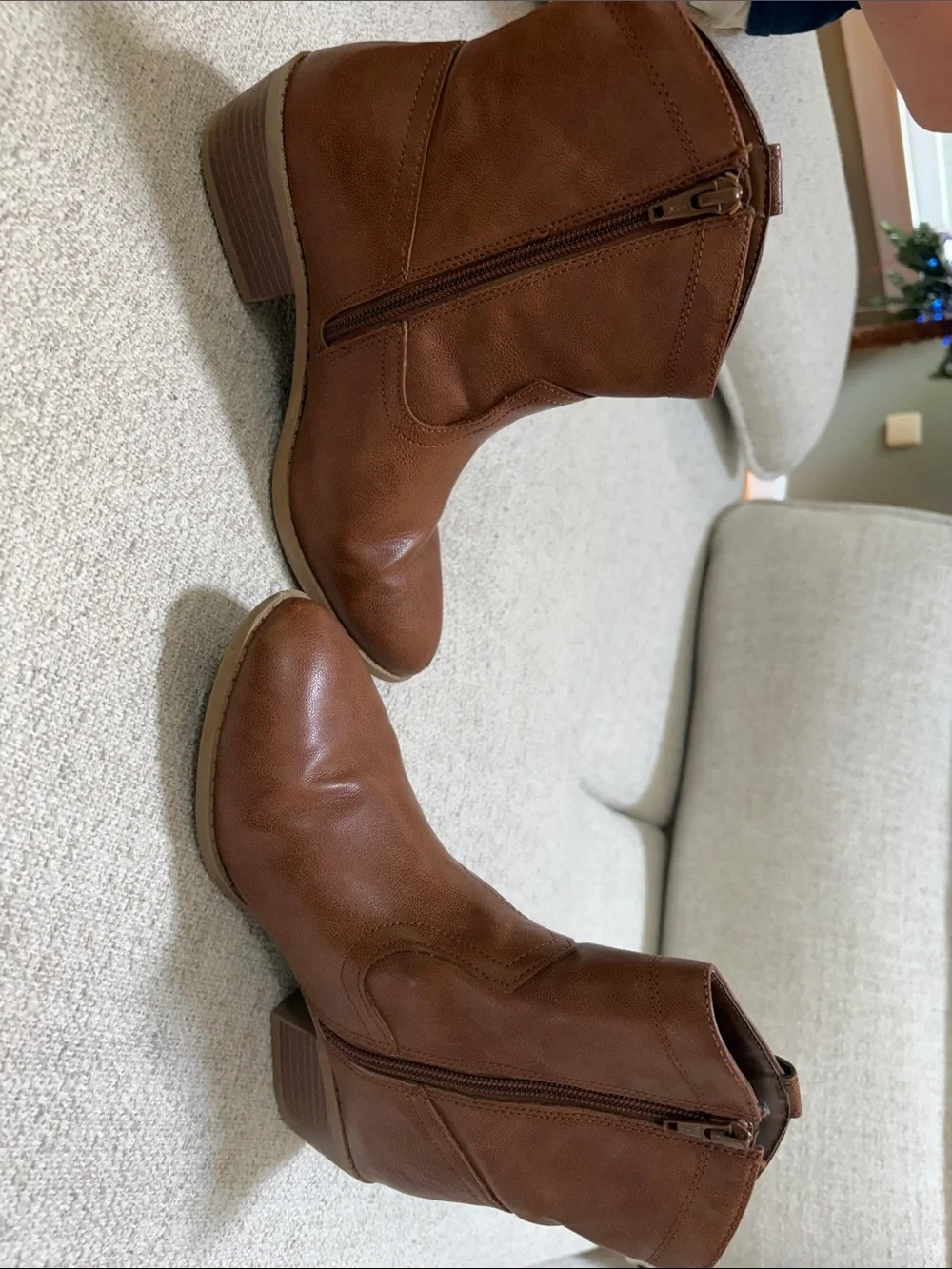 Old Navy Brown Western Ankle Booties with Side Zipper